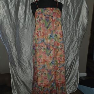 Cost Plus World Market Peach Floral Maxi Dress